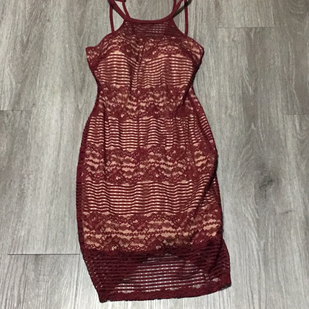 Guess Red Halter Sheath Midi Dress